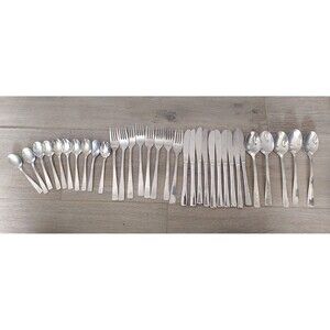 33pcs SILVERWARE Set Forks Knives Spoons Serving Pieces 18/10